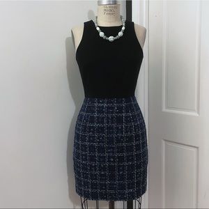 CeCe Black and Blue Tweed Dress